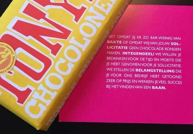 afwijzing sollicitant van tony's chocolonely