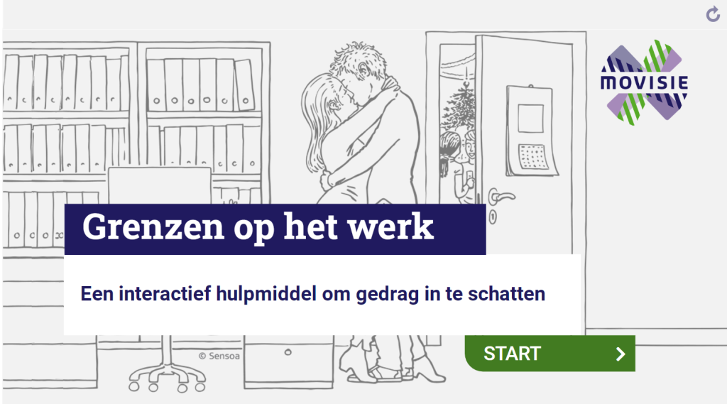 Zoenende mensen op kantoor om grensoverschrijdend gedrag te illustreren op de werkvloer