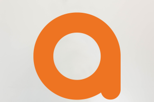 a large orange letter with a white circle